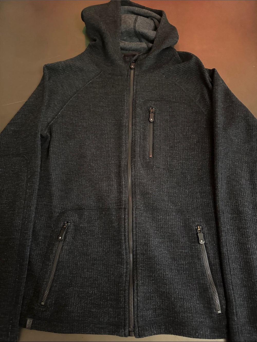 Men's Dark Gray Full-Zip Hooded Sweater Jacket